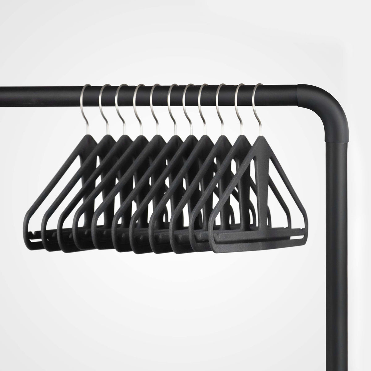 Kangaroo Slim Charcoal — ten hangers on a rail