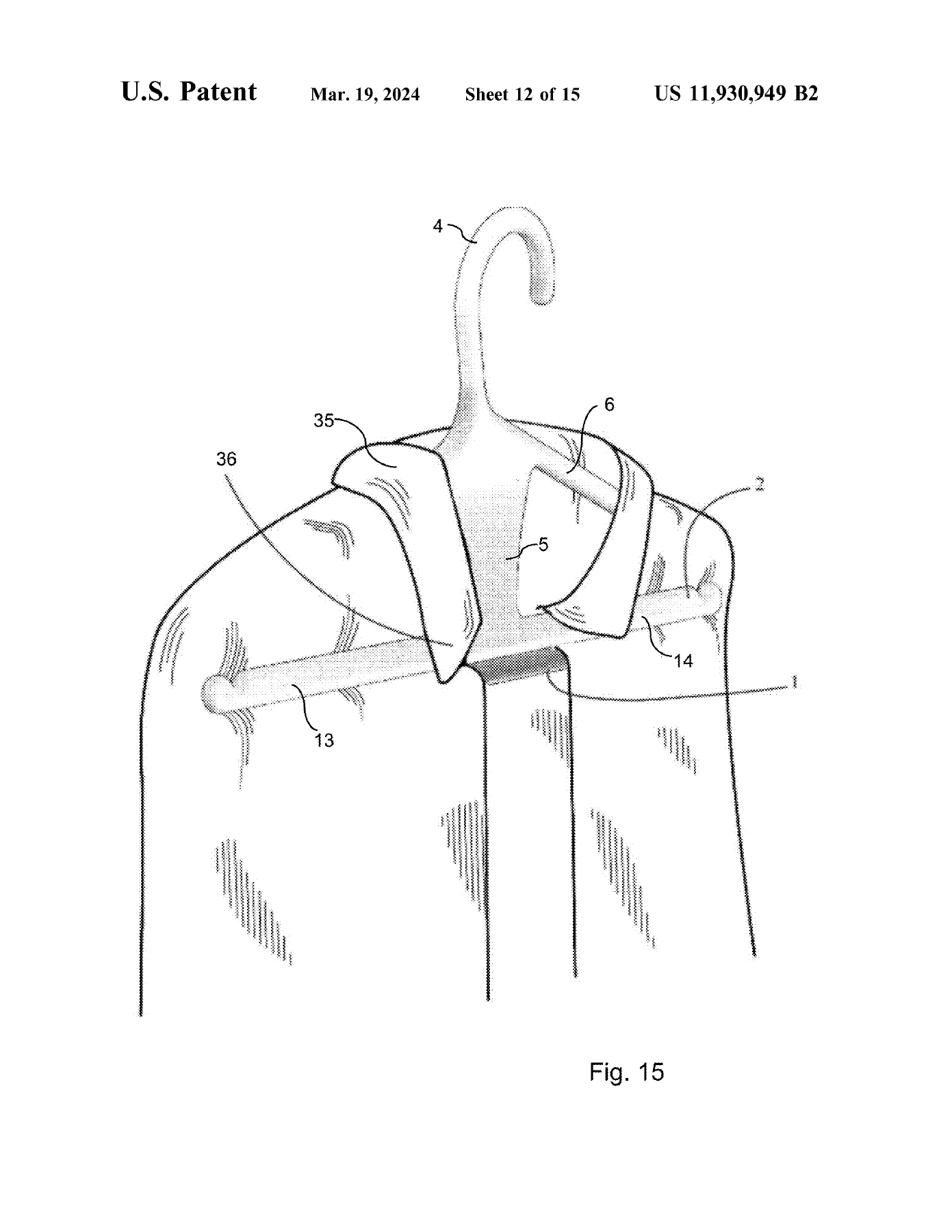 Figure 15 — Garment shown on the hanger.