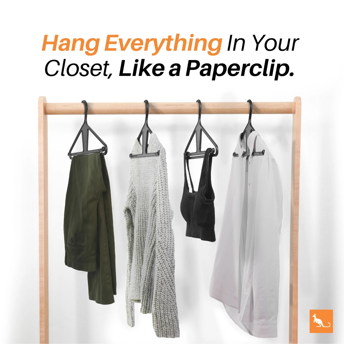 Kangaroo Heavy Duty in Charcoal: garment hanging examples
