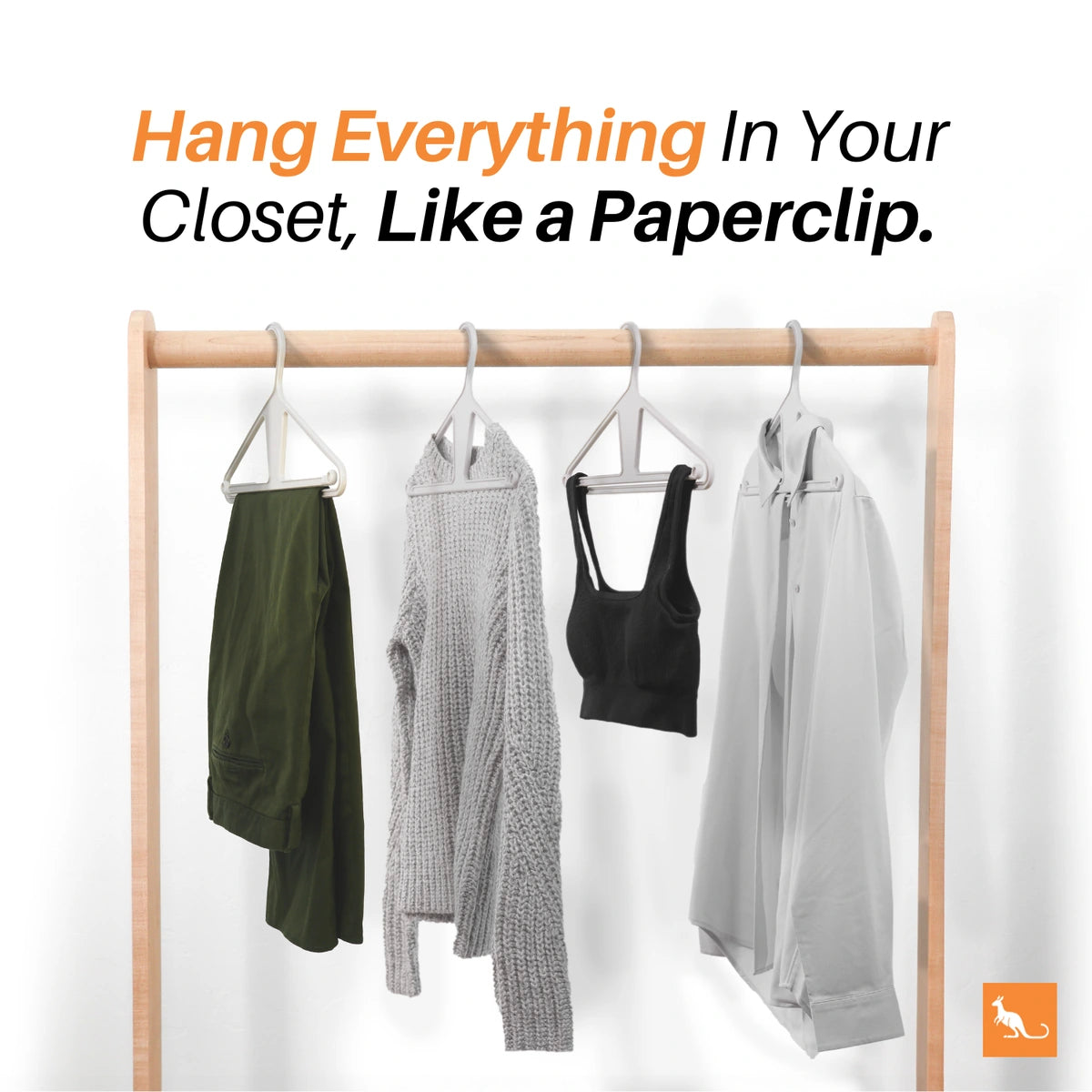 Kangaroo Heavy Duty in Oatmilk: garment hanging examples