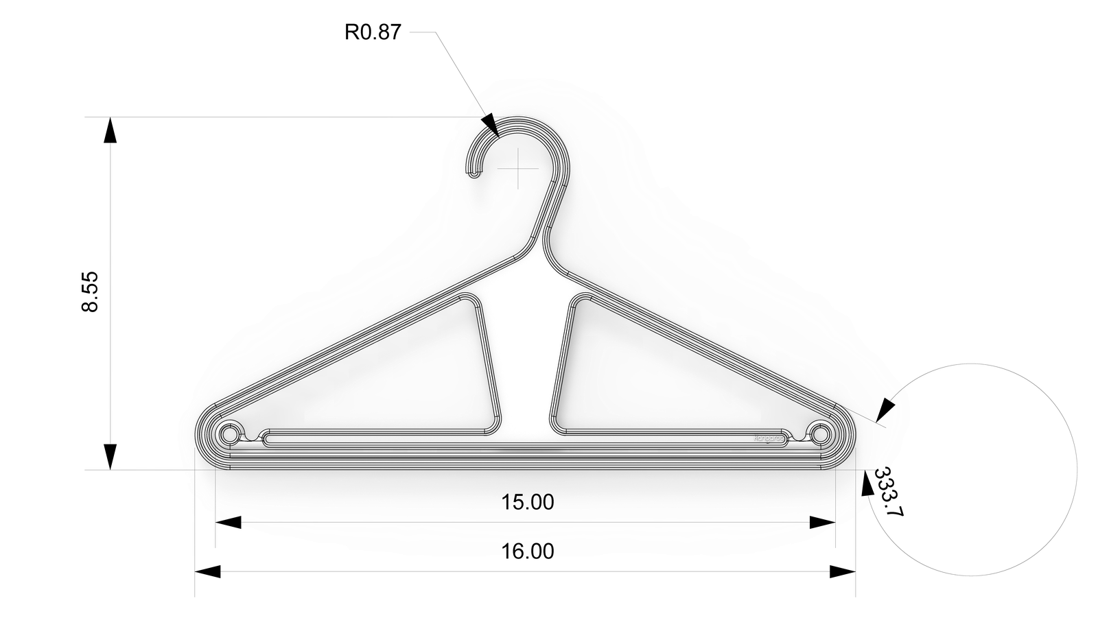 Heavy Duty Kangaroo Hanger dimensions